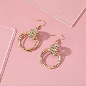 Gold Hanging Loop Earrings 14K Gold Plated
